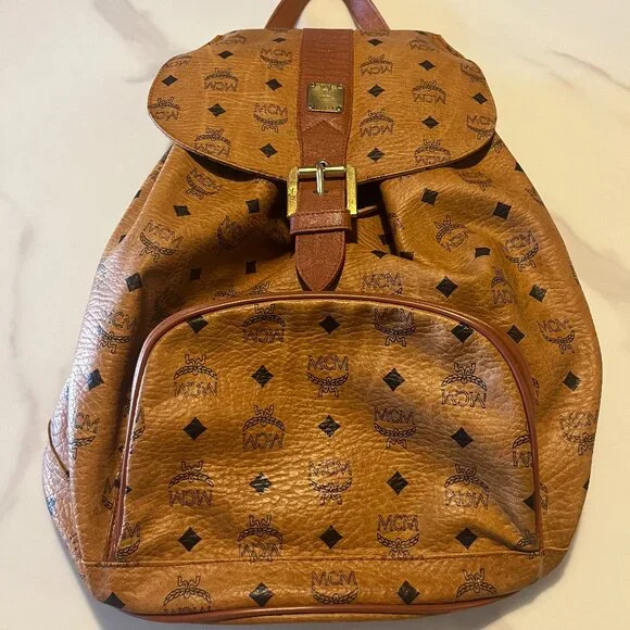 MCM Vintage Cognac Visetos Backpack + COA - Picture 10 of 16